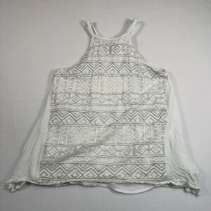 Ethereal Sleeveless High Neck Top Womens Size Medium Layered Lace Tie Back White